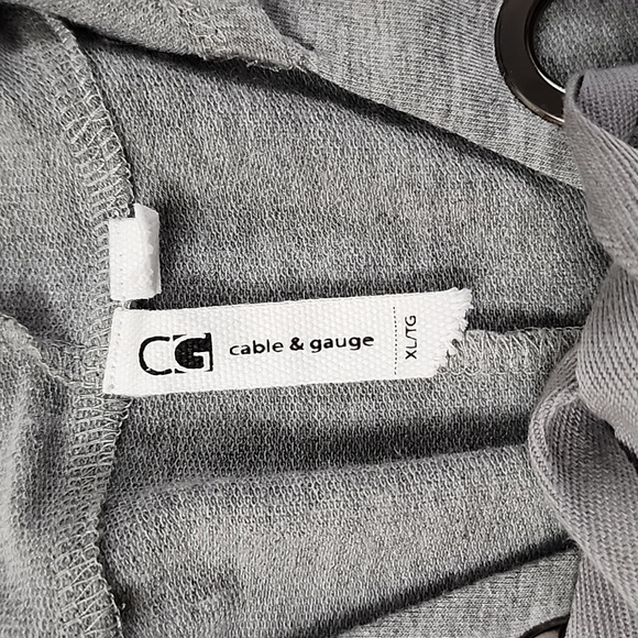 ⭐️3/ $30⭐️ Cable & Gauge Women's Grey Pullover Hoodie Lace Up Neck Sz XL - Picture 7 of 11